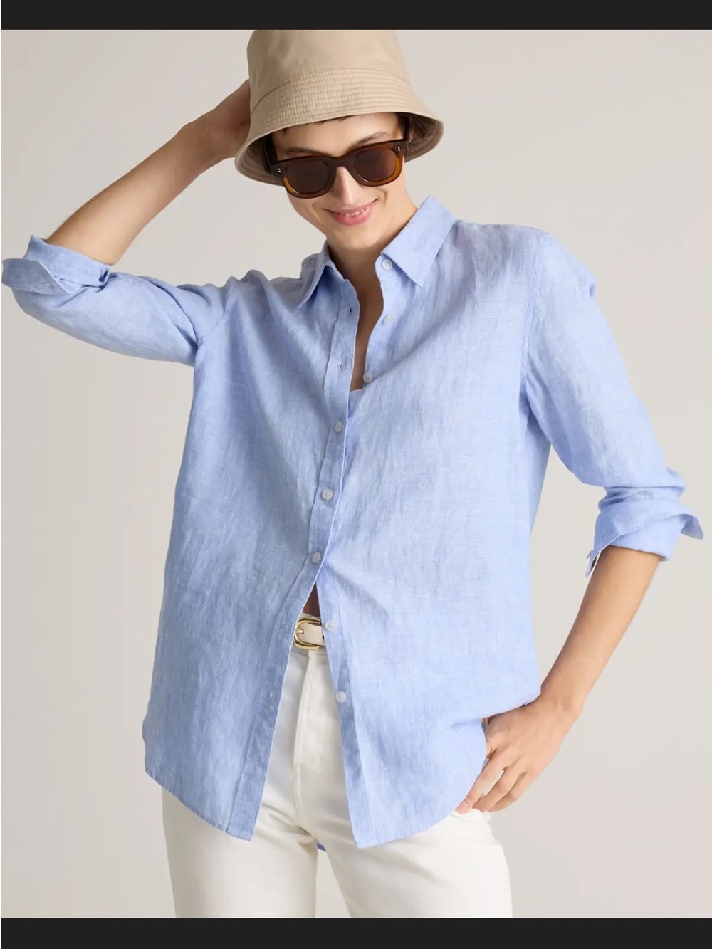 Quince 100% European Linen Button-Down Shirt- light blue- NWOT - Picture 5 of 16